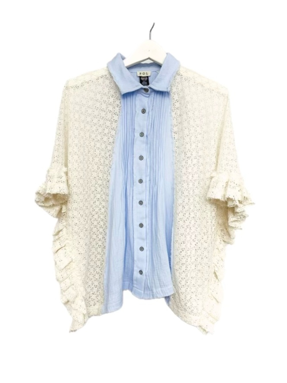 ⏱️💲🔻 POL Shirt with Cream Crochet Overlay